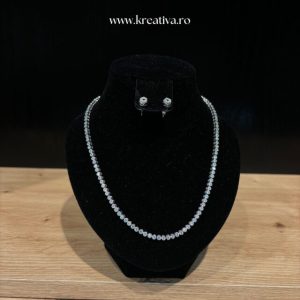 Set colier și cercei cu zirconii argintii – 46