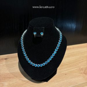 Set colier și cercei cu zirconii colorate - 40
