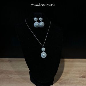 Set colier și cercei cu zirconii argintii – 63