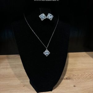 Set colier și cercei cu zirconii argintii – 54