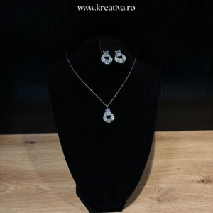 Set colier și cercei cu zirconii argintii – 56