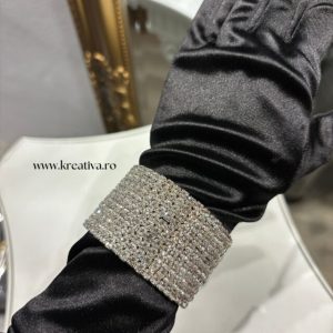 Brățară lată cu ștrasuri argintii - 05