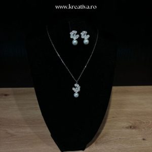 Set colier și cercei cu zirconii argintii – 59