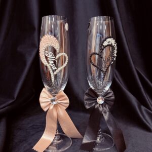 Set pahare pentru nuntă, din cristal – miri/nași/socri