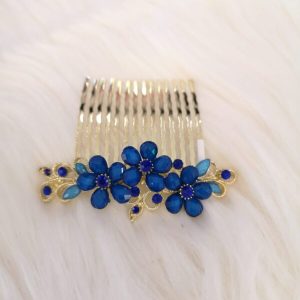 Pieptăn colorat cu flori cu strasuri și cristale