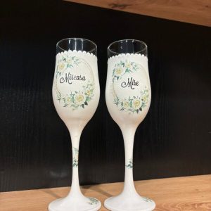 Set pahare albe Mire-Mireasă