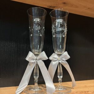Set pahare Mire-Mireasă, din cristal