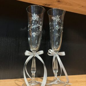 Set pahare Mire-Mireasă, din cristal
