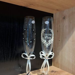 Set pahare pentru nuntă Soacra Mică - Socrul Mic, din cristal