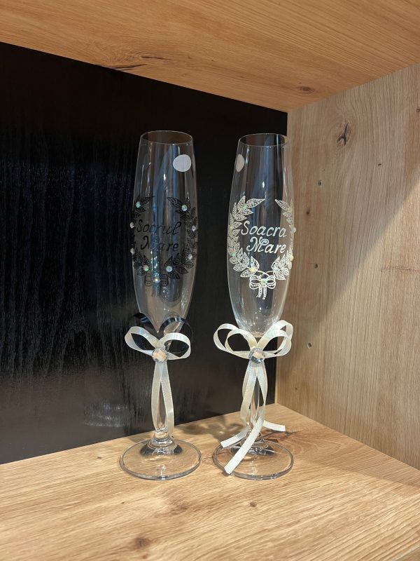 Set pahare pentru nuntă Soacra Mare - Socrul Mare, din cristal