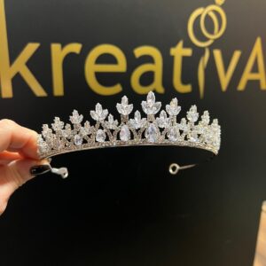 Coroană argintie pentru mirese cu zirconii- 5585