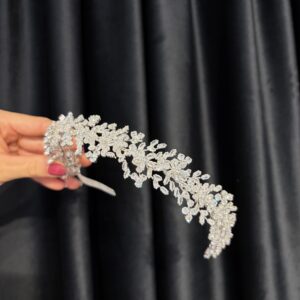 Diademă flexibilă cu zirconiu argintiu - 3502