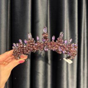 Coroniță mov accesorizată cu cristale fațetate și cristale de sticlă - 2503M