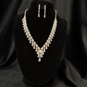 Set argintiu pentru mirese cu zirconiu strălucitor - 112