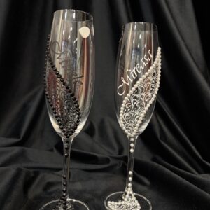 Set pahare pentru nuntă, din cristal – miri/nași/socri
