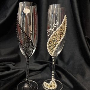 Set pahare pentru nuntă, din cristal – miri/nași/socri