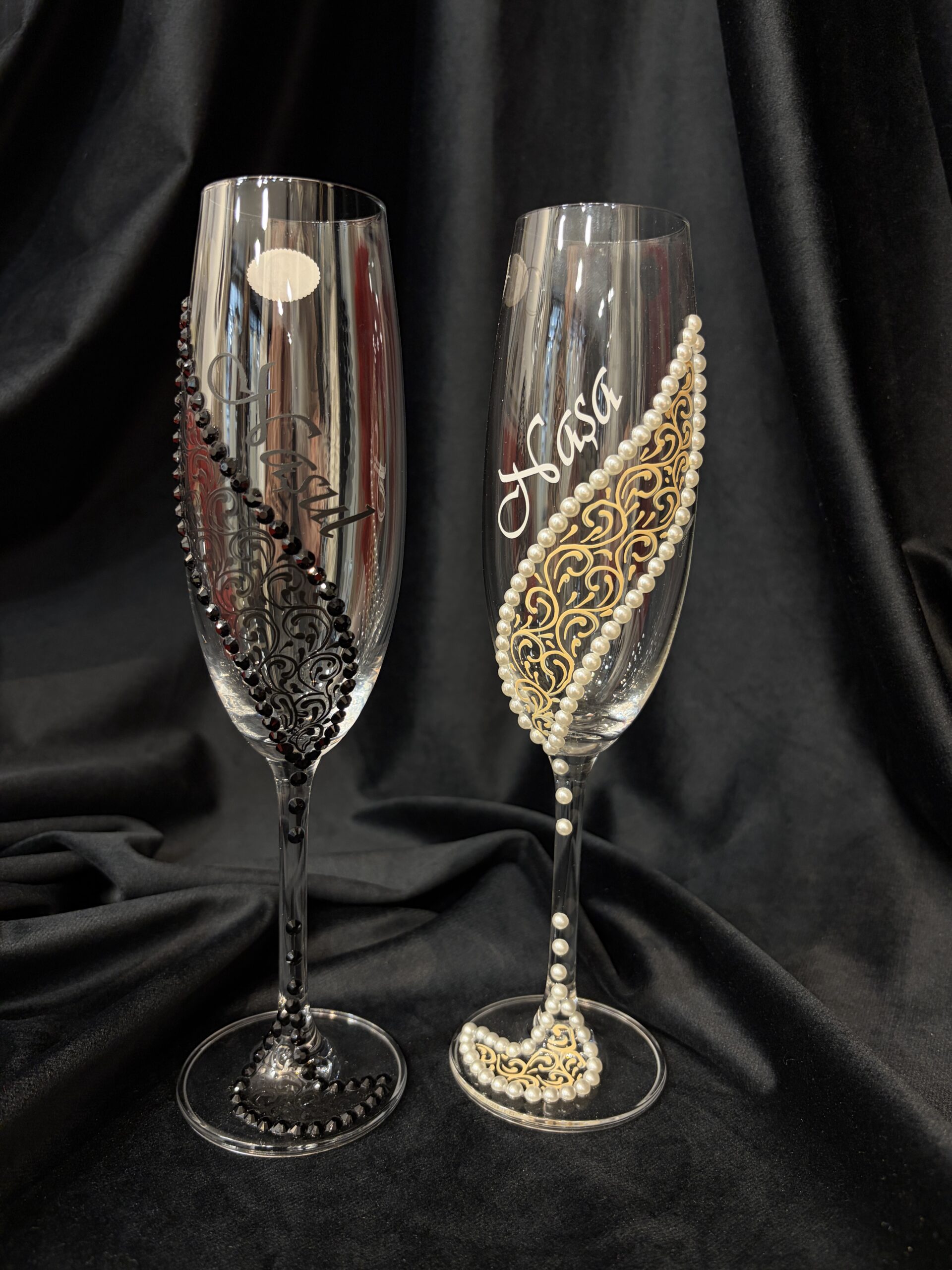 Set pahare pentru nuntă, din cristal – miri/nași/socri
