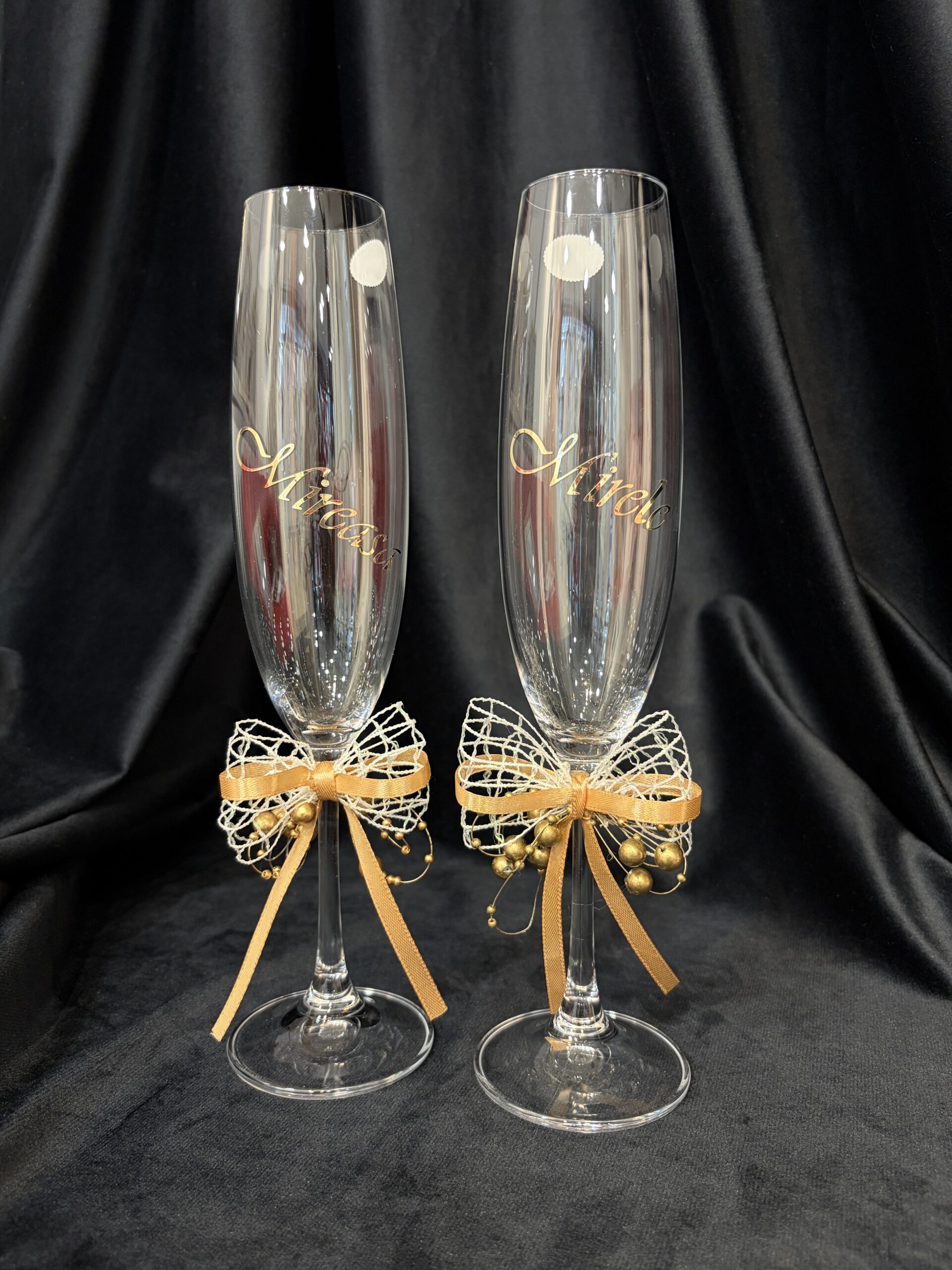 Set pahare pentru nuntă, din cristal – miri/nași/socri