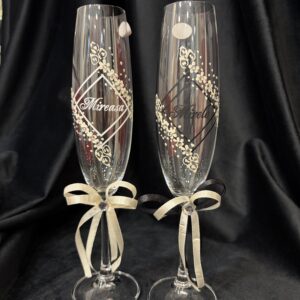 Set pahare pentru nuntă, din cristal – miri/nași/socri