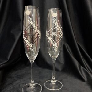 Set pahare pentru nuntă, din cristal – miri/nași/socri