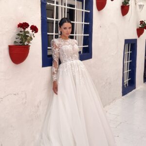 rochie de mireasa prințesa cu mâneci lungi din dantela - eleganta regala si rafinament atemporal