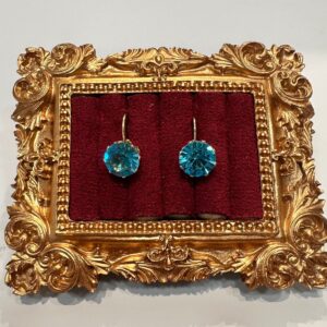 Cercei placati cu aur 18k,cu zirconiu bleu - 50