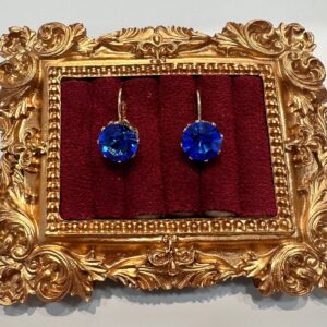Cercei placati cu aur 18k,cu zirconiu albastru -49