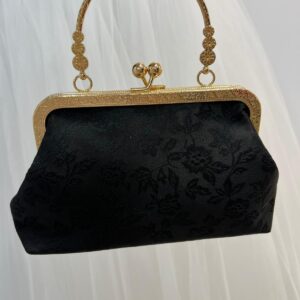 Geanta eleganta neagra,cu model floral
