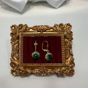 Cercei placați cu aur 18k, cu piatra verde - 62