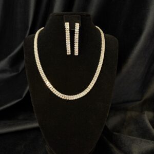 Set argintiu pentru mirese cu zirconiu strălucitor -118