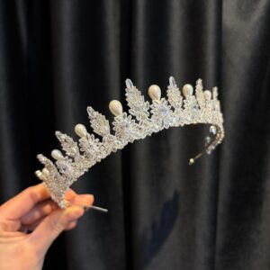 Coroana pentru mirese cu perle si zirconiu