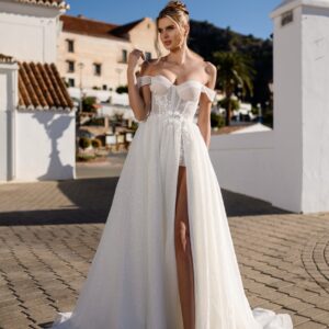 Rochie mireasa sexy luxury cu slit si corset | Eleonor 015 | Kreativa Bridal Iasi