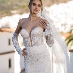 Rochie de mireasa sirena luxury cu maneci lungi | Eleonor 023 |Kreativa Bridal Iasi