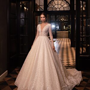 Rochie de mireasa printesa luxury cu maneci lungi | INCELINE 004 | Kreativa Bridal Iasi