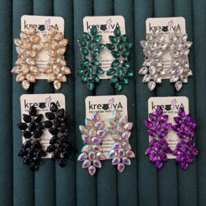 Cercei colorați accesorizați cu cristale de sticlă -065