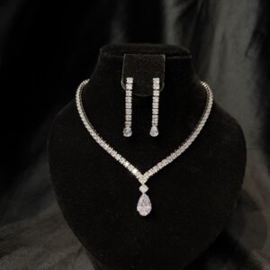Set pentru mirese cu zirconiu argintiu -0150